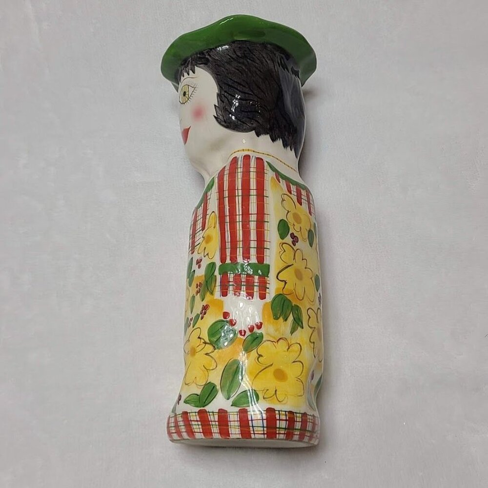 Vintage 1980s Bella Casa Daisy Susan Paley By Ganz hand Painted Ceramic Vase 11" - Picture 5 of 12